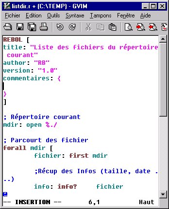 Un script Rebol dans Vim.